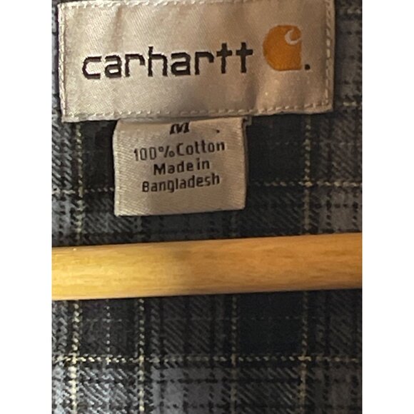 Carhartt Mens Plaid Button-Up Shirt Medium Blue/Gray 100% Cotton Regular‎ Fit - Picture 4 of 12